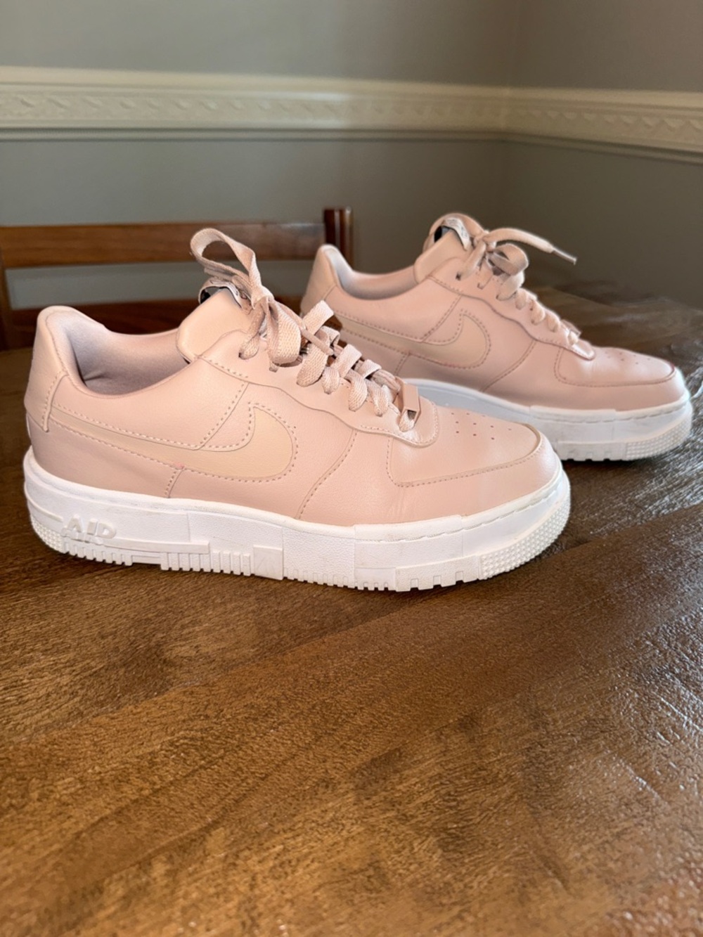 Women's Blush Pink Platform Sneakers - Nike Air Force 1
